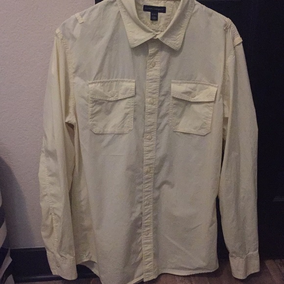 BR pale yellow men’s casual button up - Picture 5 of 6